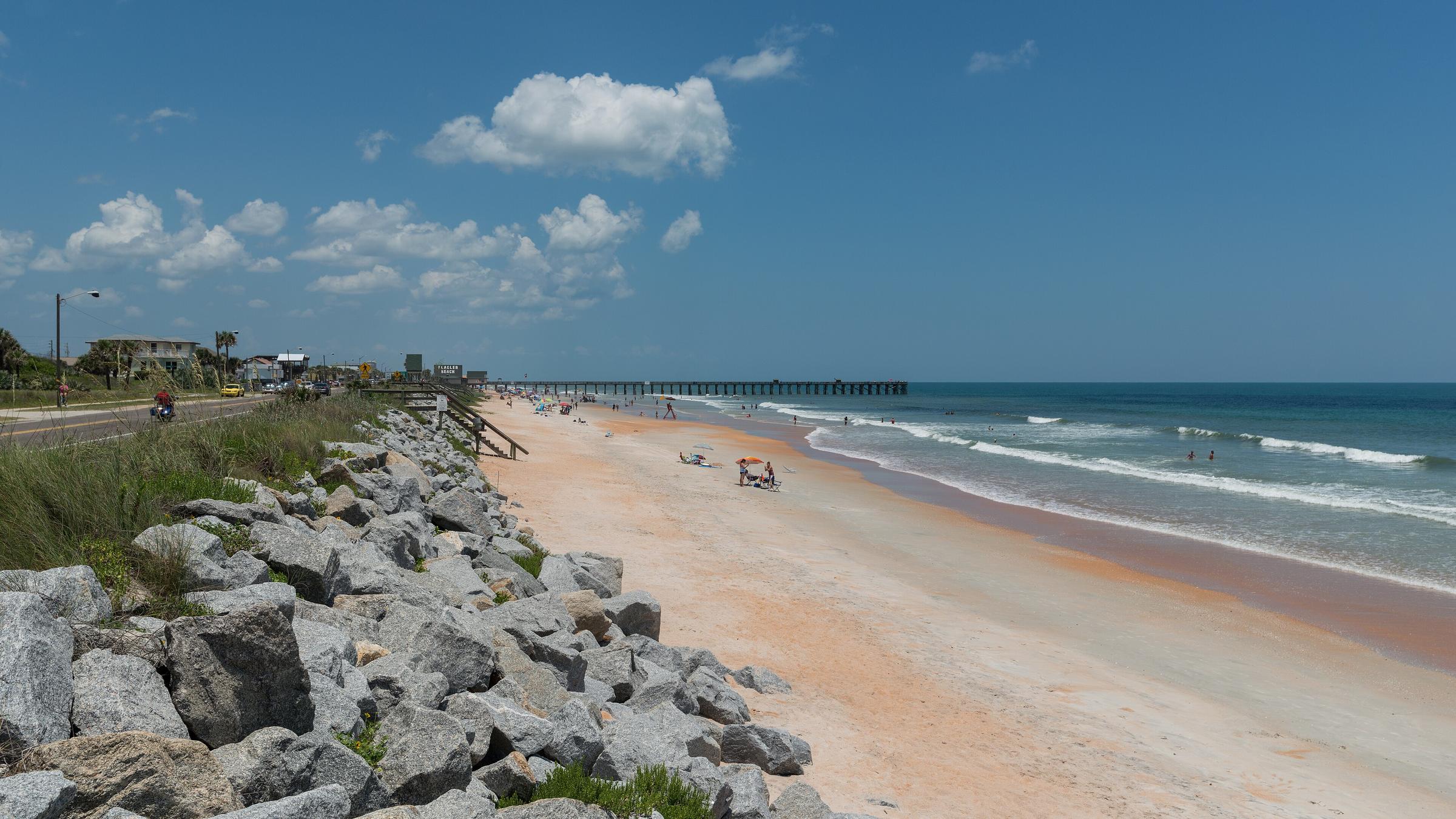 Flagler Beach and the pier, looking south over the dune